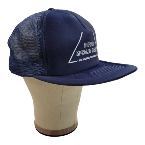 Vintage K Studio Tupelo Muffler Mart Trucker Hat Mesh Snapback Cap Foam Blue - Picture 3 of 12
